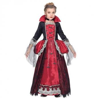 Widmann Vampirkönigin‑Kostüm „Blutmond“ – Barocke Vampirein für Mädchen (Gr. 140)