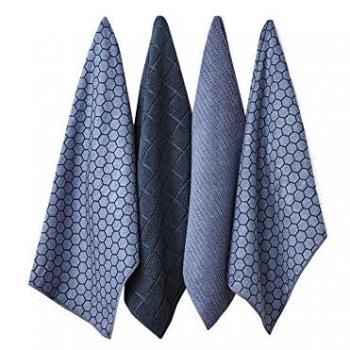 4‑Pack Dusky Blue Microfiber Honeycomb Tea Towels