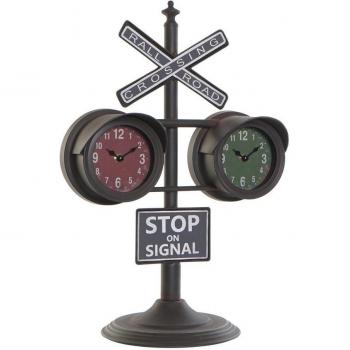 Reloj de Hierro y Cristal con Diseño de Semáforo 36x22x52