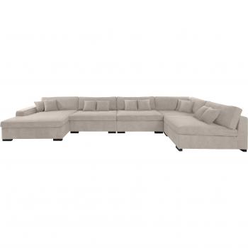 Guido Maria Kretschmer Skara XXL Lounge‑Sofa – U‑Form, beige Natur, Federkernpolsterung, 250 cm Tiefe
