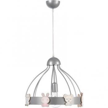 KIKI Lámpara de techo colgante de Metal y Madera en plata