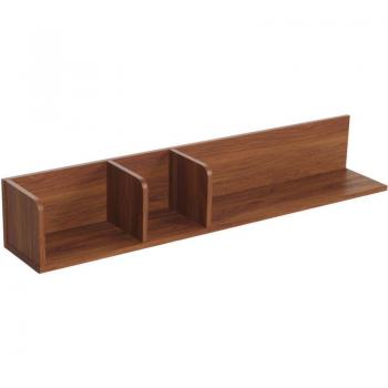 Scaffale a Muro HHG 428 – 3 Compartimenti, Legno Mango Color Noce