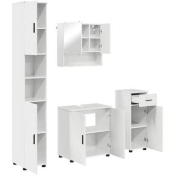 Ensemble de meubles de salle de bain 4 pcs blanc brillant