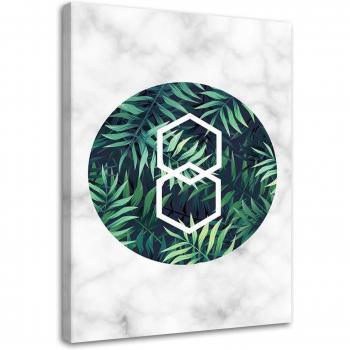 Canvas Artwork: Geometric Fern Leaf 40x60 Green