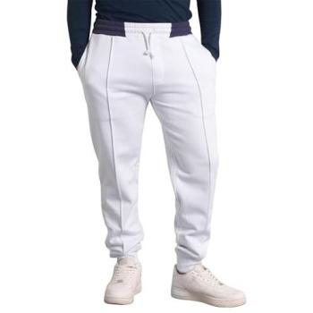 XL Enorsia Men’s Brushed Terry Joggers in White, Cut & Sew Waist