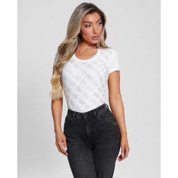 T-Shirt Bianca Slim Fit 4G con Strass