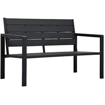 Banc de Jardin PEHD Noir 120 cm Finition Bois