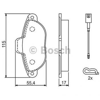 BOSCH Jeu de plaquettes de frein pour FORD et FIAT avec contact de signal d'usure inclus 0 986 494 115
