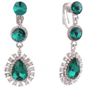 Aretes de gota de cristal para mujer, pendientes sin perforaciones con estrás de alto grado, 12 opciones de color
