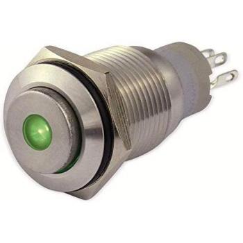 Grüner Punktbeleuchteter Metalltaster Sintron Connect 16 mm – inkl. 1 Schließer & 1 Öffner