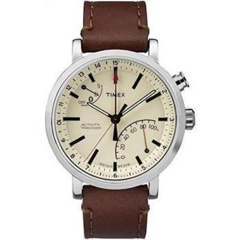 Timex Metropolitan Sport Watch – Elegant Beige & Brown Brushed Steel, Bluetooth Enabled
