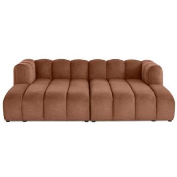 Debbie Sofa 3 Places Droit – Chaise Loungée Double – Tissu Rose Texturé