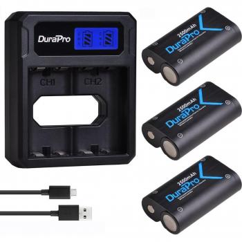 Pack de batteries 3x2500mAh pour manettes Xbox One et chargeur USB LCD