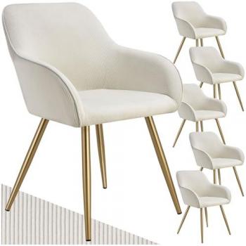 Modern Cream/Gold Upholstered Dining Chair