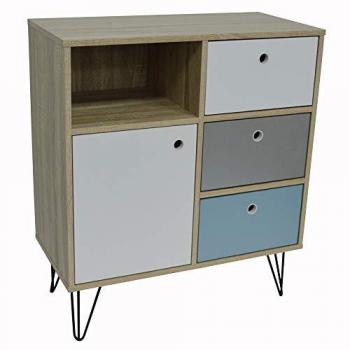 Open Sideboard with Three Drawers and Storage Cupboard