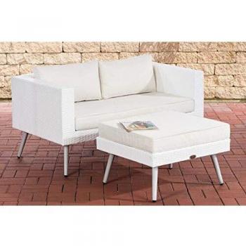 CLP Polyrattan 2er Sofa MOLDE I Gartensofa mit Fußhocker I Loungeset