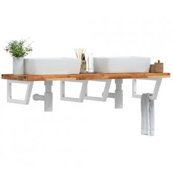 VidaXL Badezimmerregal Wandmontage aus Akazienholz und Stahl