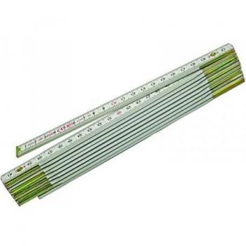 Mètre de mesure en bois 2 m blanc décimales rouges