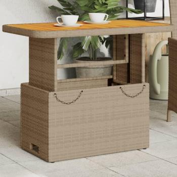 Mesa Jardín Rattan Acacia Beige 90x55 cm – Rucphen