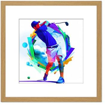 Golfing Glory: Abstract Course Scene, 8x8 Wooden Frame