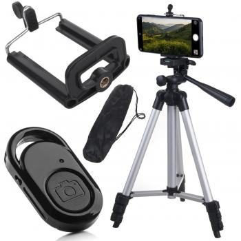 Maclean MC-165 Stativ für Kameras und Smartphones, max. 1050mm, max. 2kg, mit Bluetooth-Auslöser