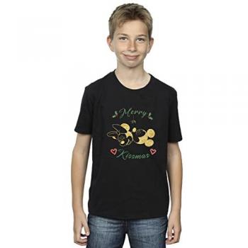 Disney Mickey Mouse Merry Kissmas Boys Tee Black 12-13 Years