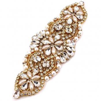 Sew-On Gold Wedding Rhinestone Accents