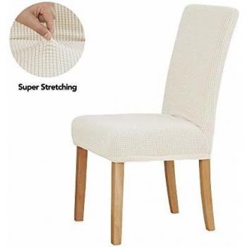 Deconovo 6‑Pack Elastic Chair Wraps – Removable, Stretchy, White Dining Covers