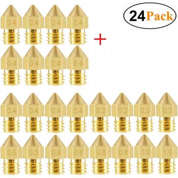 MK8 3D Printer Nozzles 24 PCS 0.2mm to 1.0mm