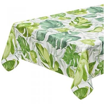 Tovaglia Rettangolare in Cotone con Motivo Foglie 135x230 cm Made in Italy
