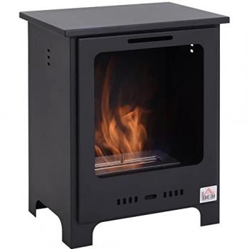 Poêle bioéthanol sur pieds 1 brûleur 1,5 L couverture 20-25 m² noir