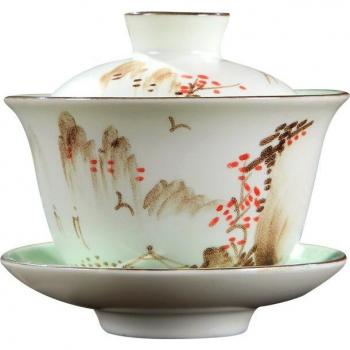 China Gaiwan Schüssel mit Lotus-Design, handgefertigt in Porzellan