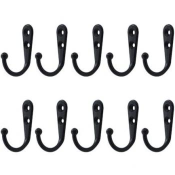 Crochets muraux en métal noir – Ensemble de 10 – Avec vis
