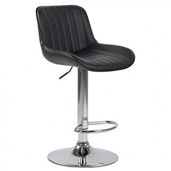 CLP Bar Stool Lentini – Similicuir Noir, piètement métallique trompette