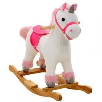 VidaXL Unicorn Rocking Plush Toy 65x32x58 cm White and Pink