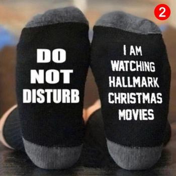 Christmas Letter Print Women's Cotton Socks
