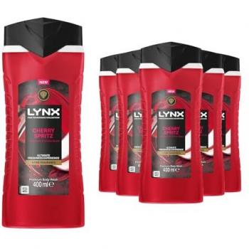 Cherry Spritz Men's Body Wash – 12-Hour Freshness – 400ml (Red, 6-Pack)