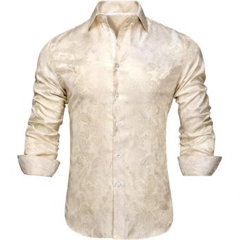 Camisa de Boda de Negocios Hi-Tie de Seda Marina