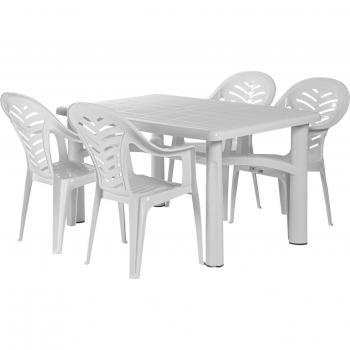White Rectangular Garden Dining Set for 4