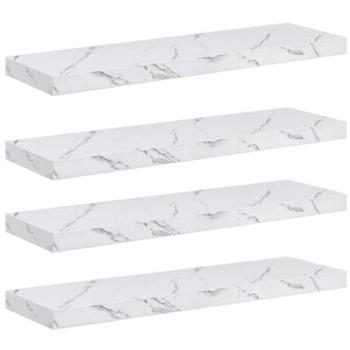 Engineered Wood White Marble Wall Shelves – 4 Piece Kit