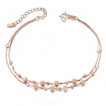 SHEGRACE Femme Bracelet de Cheville Double Chaîne en Argent 925