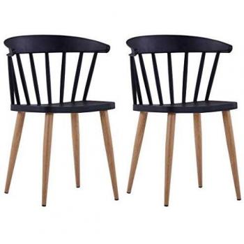 Chaises de salle à manger en plastique 2 pcs Noir