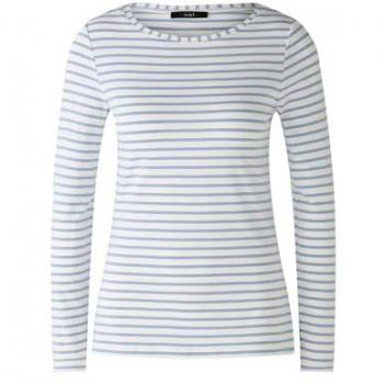 Oui Langarmshirt SUMIKO Elastische Cotton-Modalmischung Blau 44