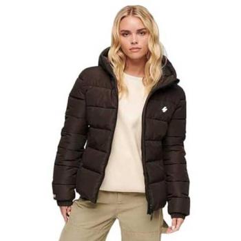 Superdry Damen Steppjacke Hooded Spirit Sports Puffer in Dunkelbraun (Dark Oak Brown)