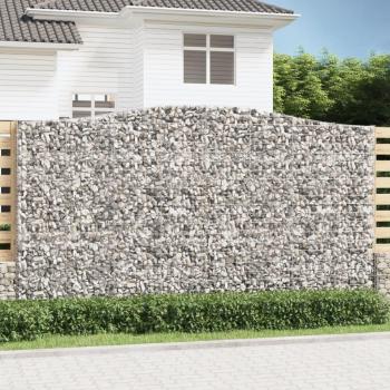 Murs de gabion arqués 3 pièces – 400 × 30 × 240 cm, acier galvanisé