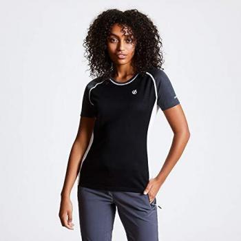 Dare 2b Damen Dwt494 06n16l Fixate Active Kurzärmliges T-Shirt – Schwarz/Ebenholzgrau, Größe 42