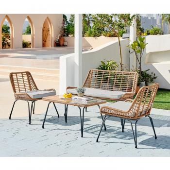 Lisbon Outdoor 4 Seat Rattan Wicker Furniture Set