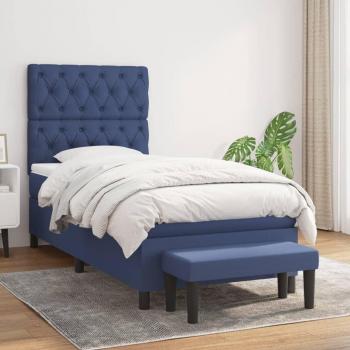 Cama con muelles y colchón azul 80x200 cm