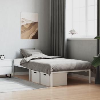 Cama de metal blanco, estructura 100x200 cm – sin colchón