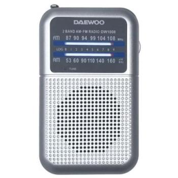 Daewoo DW1008 – Radio AM/FM portable, haut-parleur intégré, finition argent